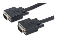 Manhattan VGA Connector Cable VGA 15-pin Connector, VGA 15-pin Connector 10,00 m Svart 312776 skruvbar VGA-kabel