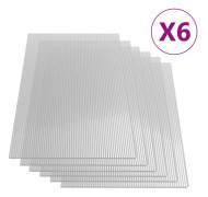 Polykarbonatskivor 6 st 4 mm 113x60,5 cm