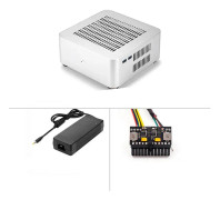 Allt aluminiumchassi liten stationär datorväska psu htpc mini itx pc-hus med strömförsörjning