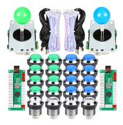 2 -spelare arkadtävling DIY -kit USB -kodare till PC -joystick och LED -kromknappar