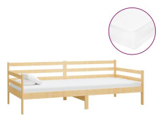 vidaXL Dagbädd med madrass 90x200 cm massiv furu