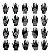 Tatuering stencil kit för kvinnor-tillfällig kroppskonst, indiska mehndi självhäftande tatuering mallar för handmålning