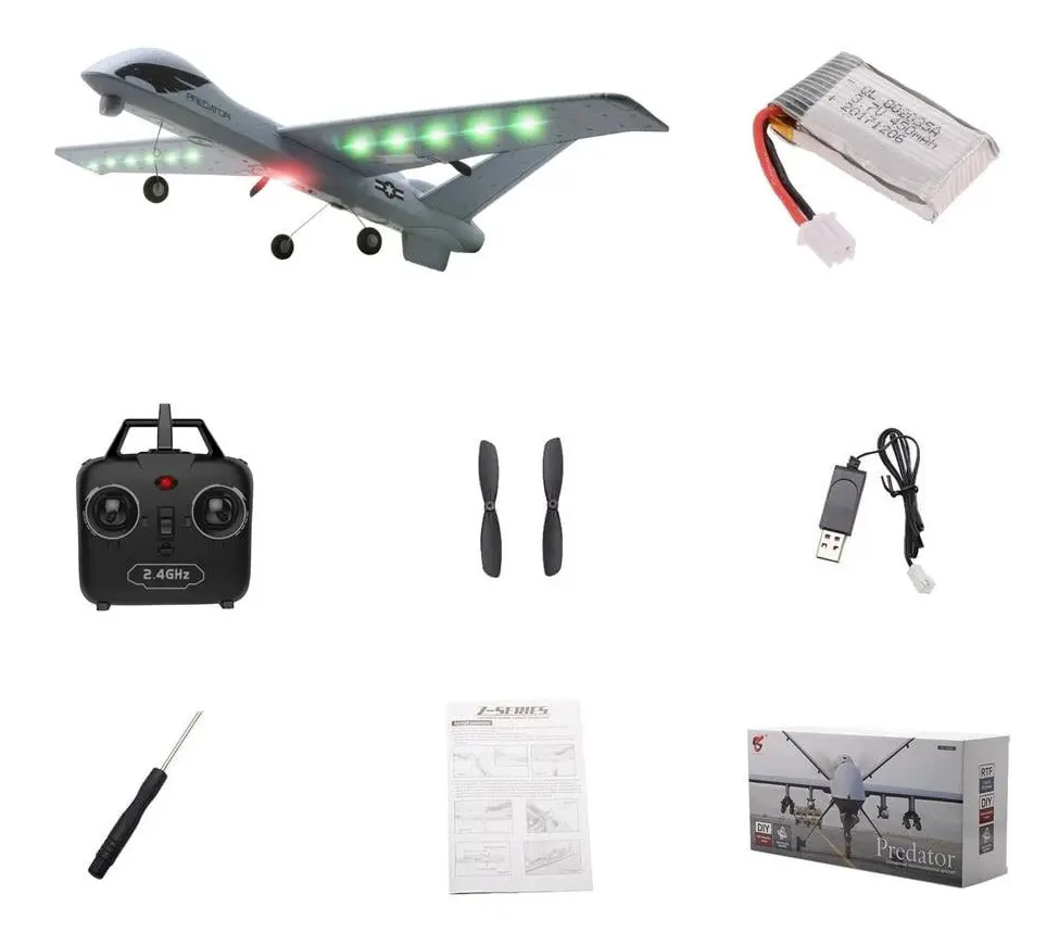 RC-flygplan med / utan 2MP HD-kamera, 20 minuters tidflygplan med led-leksaker för barn