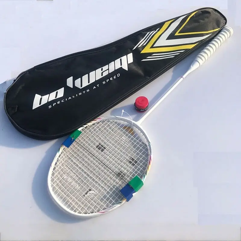 8u, professionell badmintonracket med 100% kol med väska- g5, ultralätt nål
