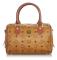 Pre-owned MCM Visetos Leather Boston Bag Brown
