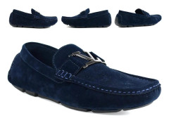Pojke faux mocka slip på loafer marinblå sko
