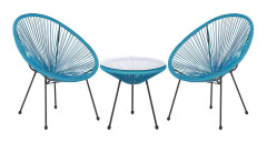 Balkongset Turkos Konstrotting Bord och 2 Stolar 3 Delar Modern