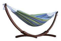 Vivere - Cotton Hammock With Solid Pine Stand (260 Cm) - Hängmatta Dubbel - Oasis