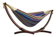Vivere - Cotton Hammock With Solid Pine Stand (260 Cm) - Hängmatta Dubbel - Tropical