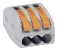 WAGO 222-413-50 222 Kopplingsklämma Flexibel: 0.08-4 mm² Styvhet: 0.08-2.5 mm² Antal poler: 3 50 st Grå, Orange