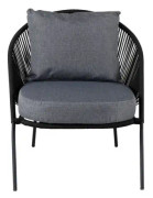 2 x Lindos loungestol med dyna, stapelbar svart.
