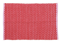 Rice - Handmade Recycled Plastic Floormat 60 x 90 cm - Red Pink Zig Zag