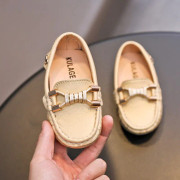 Svart casual läder skor barn loafers ärtor skor småbarn slip on mjuk