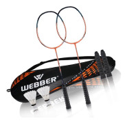 Professionellt badmintonracketpaket inklusive fjäderboll, racket, väska och matchande grepp