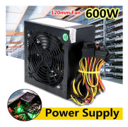 600W Tyst 120 mm fläkt ATX 12V 4/8-stifts PC-strömförsörjning Modulär SLI-strömförsörjning Upplyst fläkt för avancerad datorkonfigurationsdator