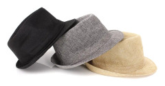 Unisex män kvinnor Kubansk stil Fedora Trilby Hatt Gangster Panama Kort brättad Keps Solhatt