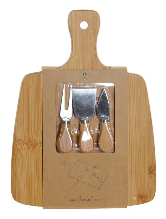 Skärbräda DKD Home Decor Rostfritt stål Bambu (4 pcs) (38 x 28 x 4 cm)