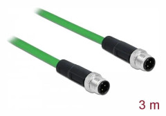 DeLOCK - Nätverkskabel - M12 (4-stift) (M) till M12 (4-stift) (M) - 3,0 m - SF/FTP - halogenfri - grön (85919)