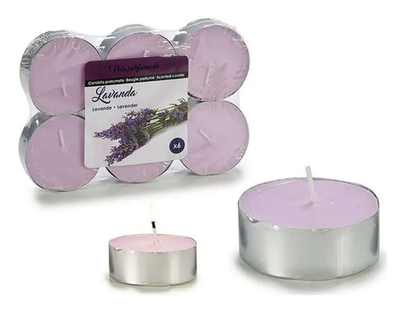 Set med levande ljus (6 Delar) Lavendel