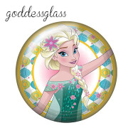 Disney vinterprinsessan elsa anna 10st runt fotoglas cabochon