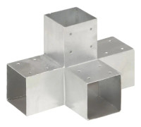vidaXL Stolpbeslag 4 st X-form galvaniserad metall 91x91 mm - Stolpbeslag - Stolpsko - Stolpskor - Hörnbeslag