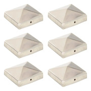 The Living Store Stolphattar pyramid 6 st rostfritt stål 81x81 mm - Staket- & grindtillbehör