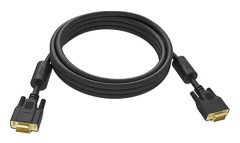Vision Professional VGA Installation Patch Kabel Guldpläterade kontakter Ferritkärnor i båda ändar VGA (M) till VGA (M) OD 8.0mm 28AWG 1m Svart