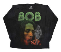 Bob Marley T Shirt Smoke Gradient logo Official Dip Dye Black Long Sleeve Unisex