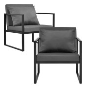 [casa.pro]® Trädgårdsstol-set 2-Svart/Ljusgrå-70x60