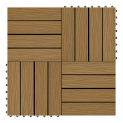 vidaXL Trall 11 st djupt mönster WPC 30x30 cm 1 kvm teakfärg - Trall - Balkongtrall - Altantrall - Golvtrall