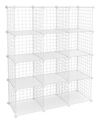 Green's Wire Shelfing Unit, Grid Shelfing Unit, DIY Cube Shelfing Unit, 12 fack, for leksaker, skor, bocker, vardagsrum, barnrum, sovrum, 93 x 123 x