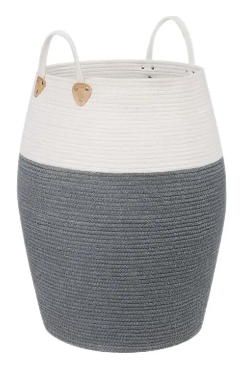 Bomullsrepkorg gr�-beige 50 x 65 cm (� x H)