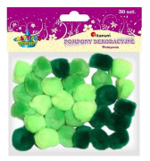 DECORATIVE GREEN POMPOMS 30 PCS