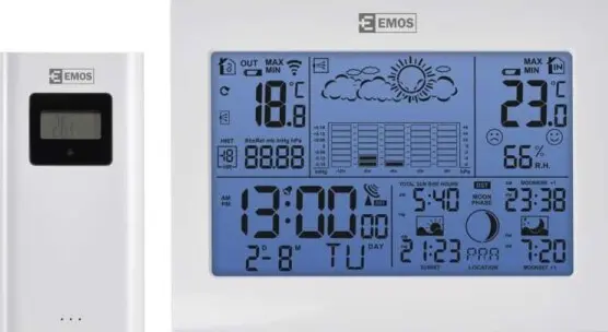 Emos E8835, Vit, Inomhusbarometer, Inomhustermometer, Utomhustermometer, Barometer, Termometer, Barometer, Termometer, 20 - 95%, 20 - 95%