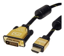 Roline Gold - Videokabel - Dual Link - HDMI / DVI - DVI-D (M) till HDMI (M) - 2 m - Dubbel isolering - Svart, Guld (11.88.5891)