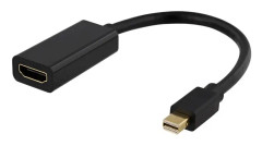 DELTACO - Videokort - Mini DisplayPort hane till HDMI hona - 20 cm - svart - 4K60Hz (3840 x 2160) stöd