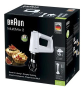 Braun MultiMix 3 HM 3135 WH - Handmixer - 500 W - vit / grå