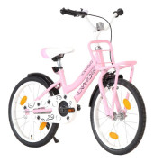 vidaXL Barncykel med frampakethållare 18 tum rosa och svart