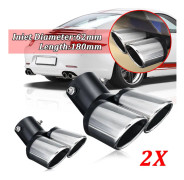2X Chrome Universal Curved Car Tail Dubbla utlopp Avgastrimspetsar Ljuddämparrör(2 st)