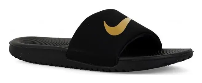 Nike Kawa barn flip-flops sort, guldlogotyp Phylonskum (40)