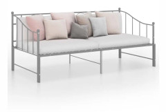 vidaXL Utdragbar sängram bäddsoffa grå metall 90x200 cm