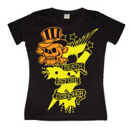 Death Before Dishonor Distressed Girly T- shirt Black XX-Large