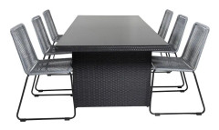 KARIBIB Matgrupp + 6 HOCHANAS Matstolar Glas/Svart