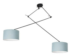 Hängande lampa svart med skugga 35 cm ljusblå justerbar - Blitz II