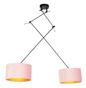 Hängande lampa med sammet nyanser rosa med guld 35 cm - Blitz II svart