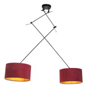 Hängande lampa med velour nyanser röd med guld 35 cm - Blitz II svart