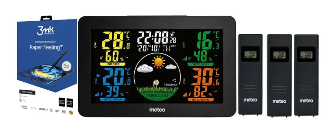 Ställ in väderstation Meteo SP90 + 3MK Papper Feeling Screen Protective Film för väderstationen Meteo SP90
