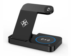 INF Vikbar 4-i-1 trådlös laddare för telefon, Airpods, Apple Watch Svart