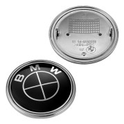 Black Svart BMW Grill Badge Bonnet Hatta Emblem 74mm