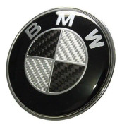 BMW Carbon Fibre Black Svart Rear Bak- Boot Lid Badge Emblem 74mm